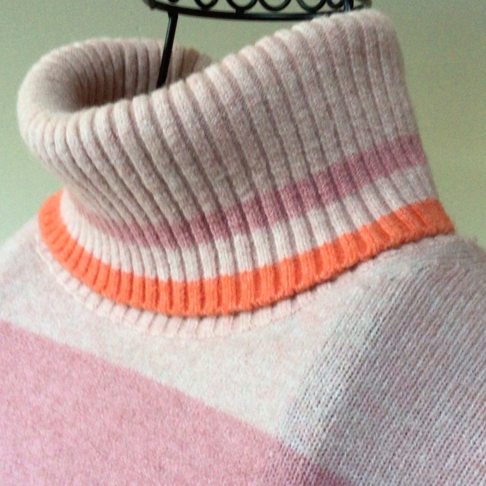 J.Crew Striped turtleneck sweater in Supersoft yarn - pink, medium - Picture 2 of 9